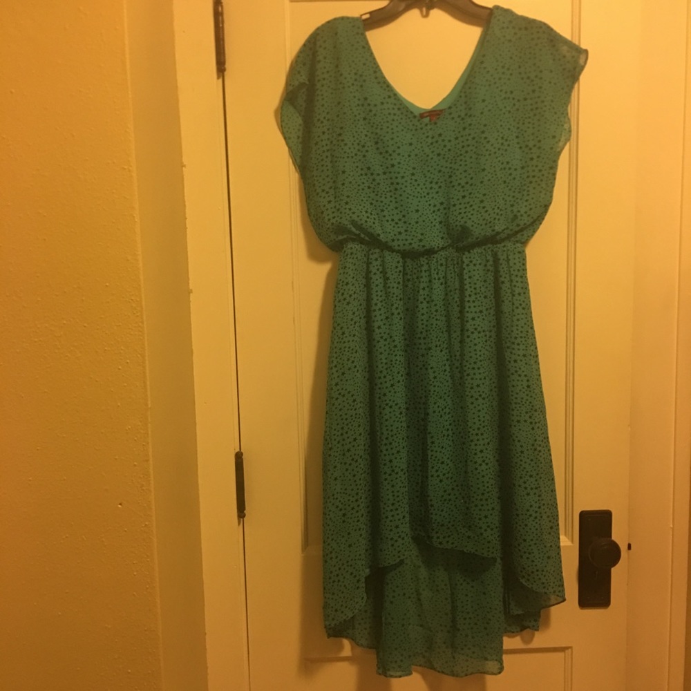 Sky Blue & Black Star Print Dress